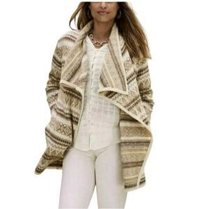 Matilda Jane Good Hart GH Deveaux Bank Womens Fair Isle Sweater Tan Cream Medium